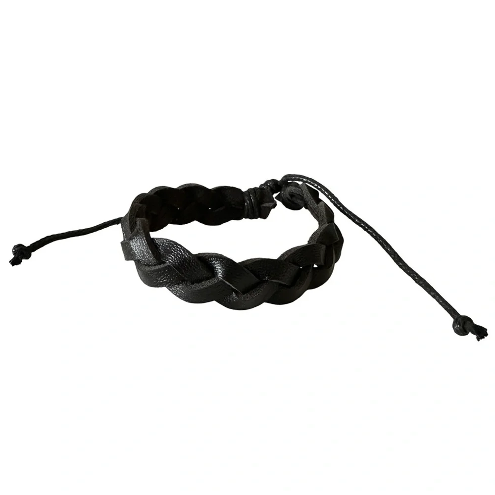 ⭐️ 5 for $25 Black Braided Leather Adjustable Bracelet